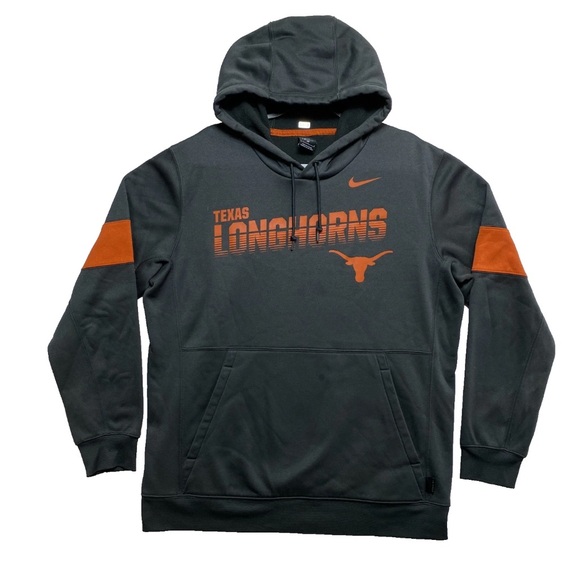 VINTAGE Texas Longhorns Hoodie Mens L Gray Fleece Embossed Logo Pullover Nike - Picture 1 of 12